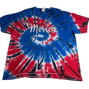 Colortone Merica Tie Dye T Shirt Red Blue White XL 4th of July